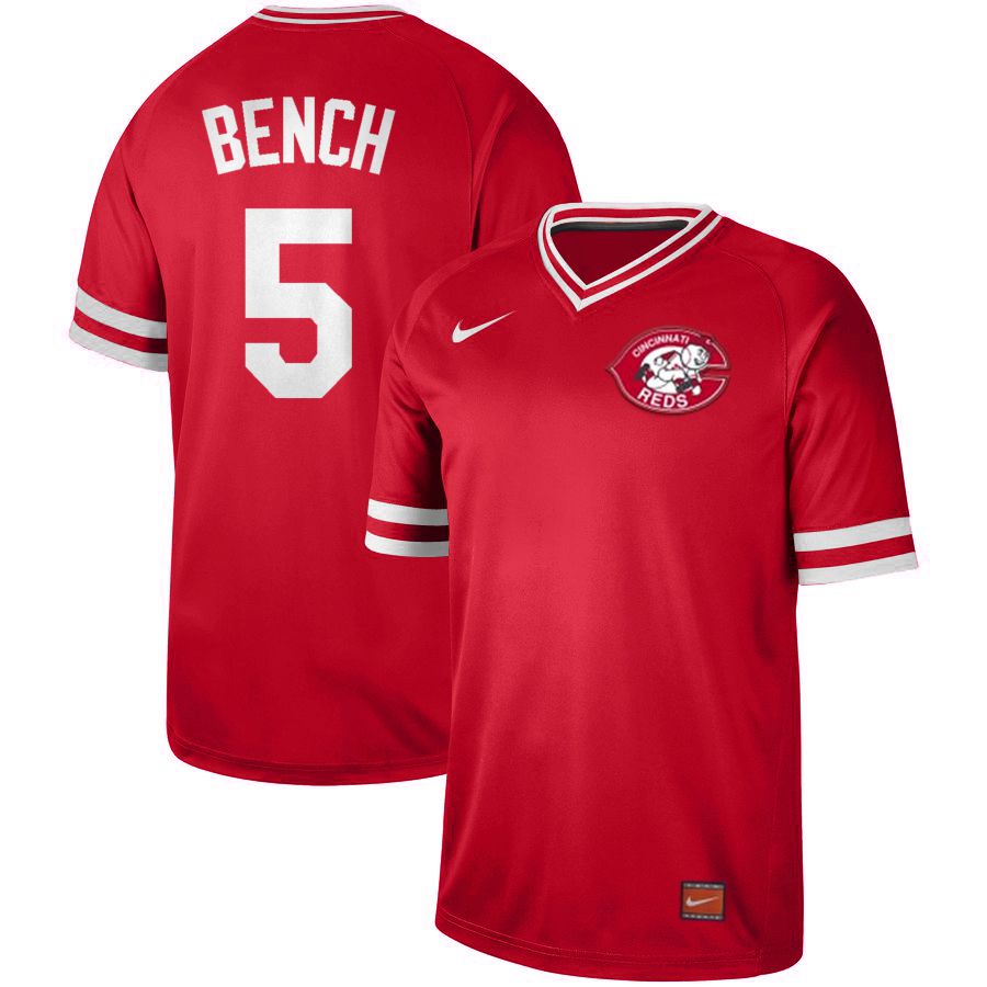 Men Cincinnati reds #5 Bench Red Nike Cooperstown Collection Legend V-Neck MLB Jersey->texas rangers->MLB Jersey